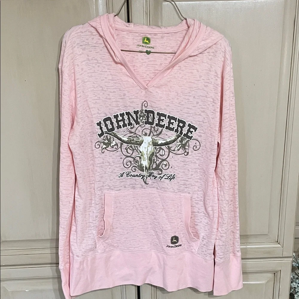 John Deere Light Pink Pullover Hoodie - Picture 1 of 3